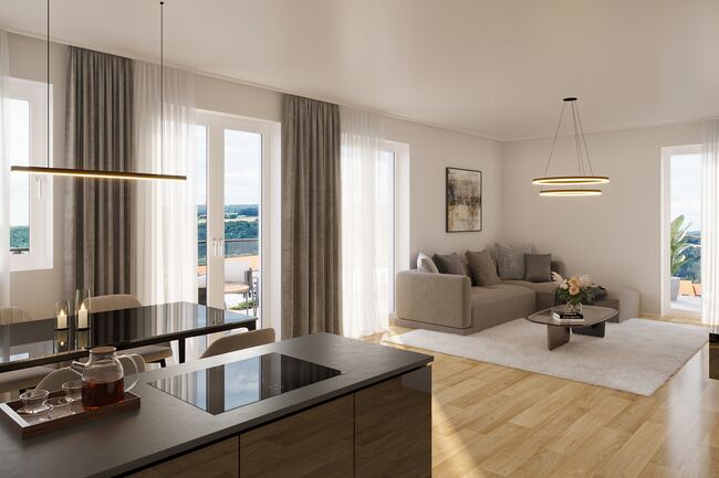 Balkon und Wohnzimmer